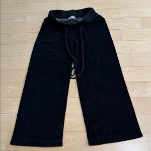 Hard Tail Girls Black Wide Leg Fleece Bottoms with Drawstring